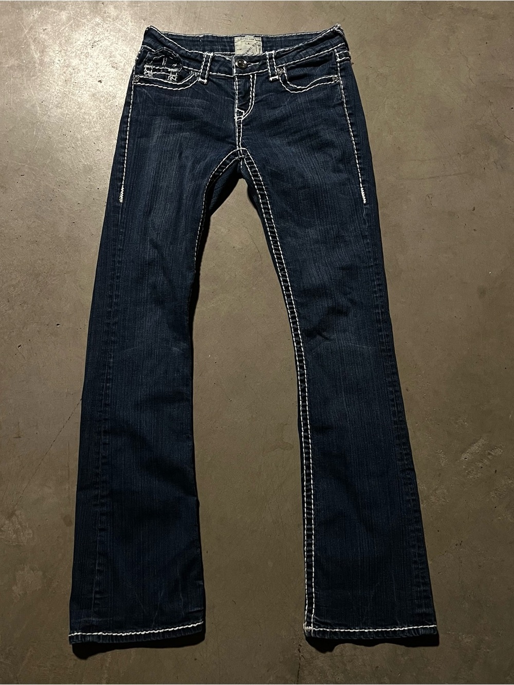 L.A. idol Dark Blue Bootcut Jeans with White Contrast Stitching